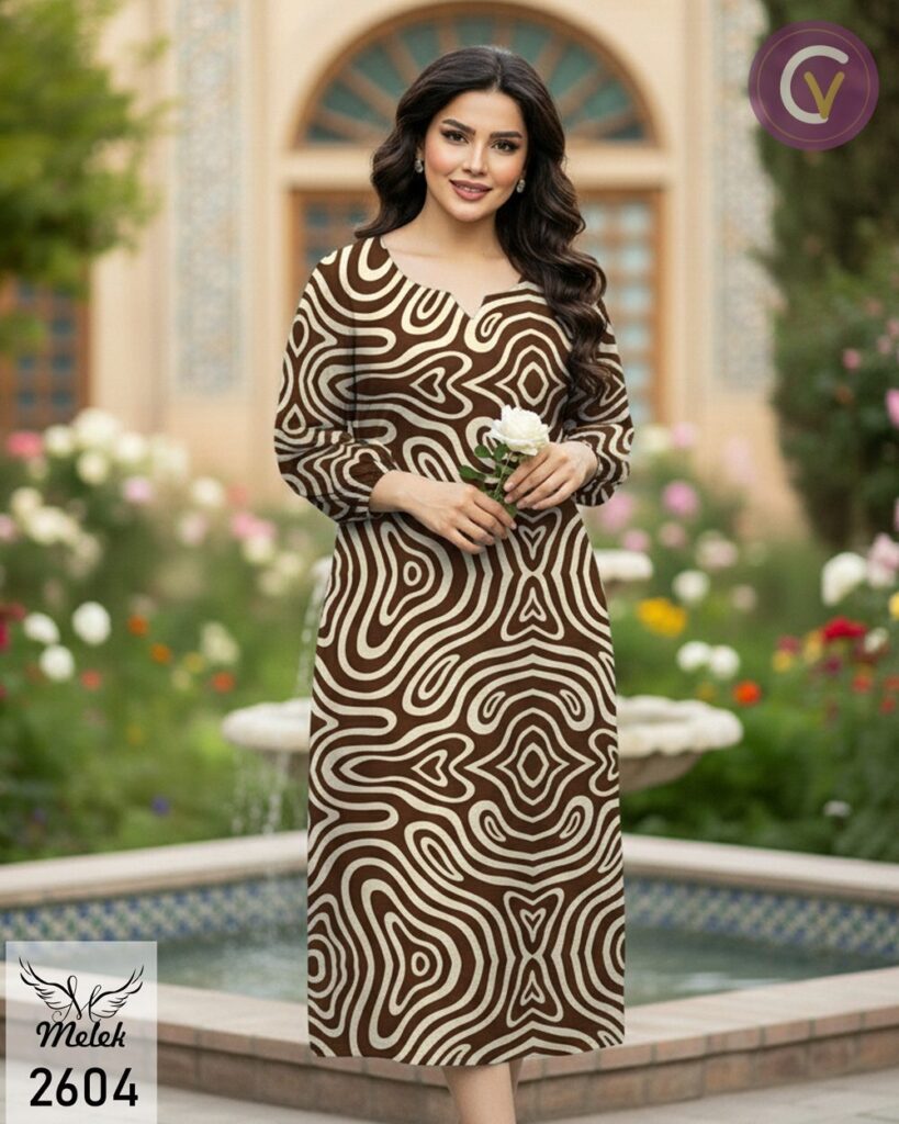 پیراهن اسپورت مجلسی یقه جواهری آستین فانوسی - تصویر کاتالوگ