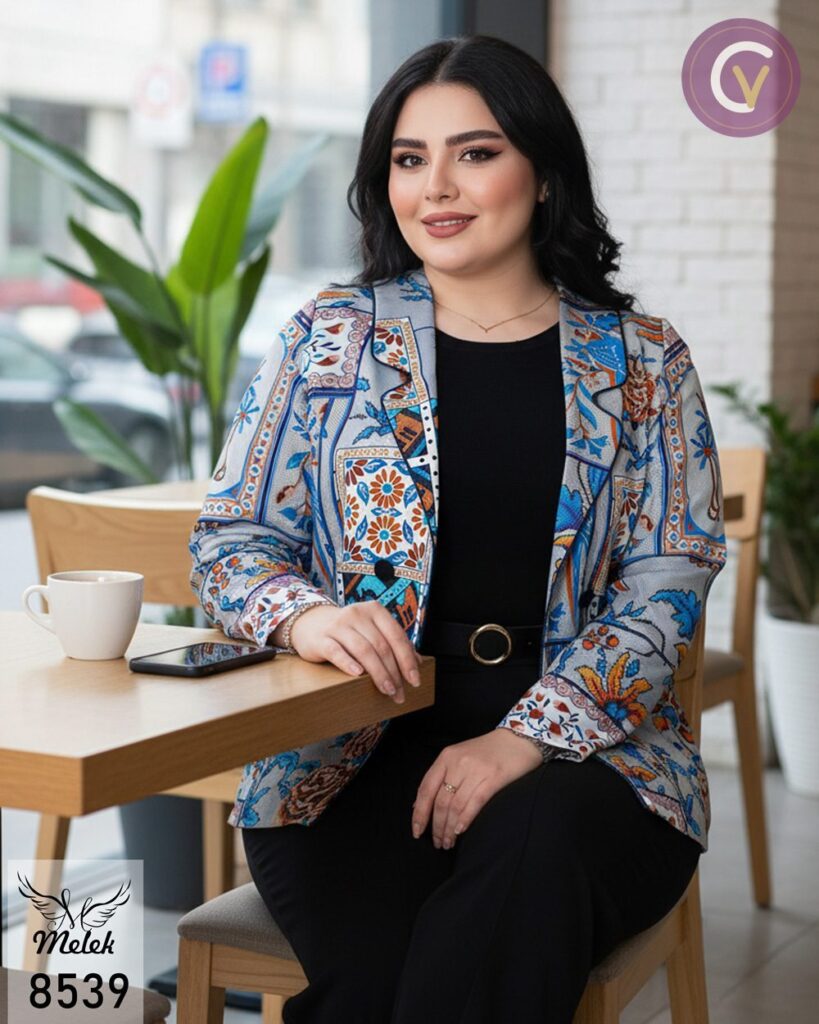 کت جذاب مجلسی یقه انگلیسی آستین بلند دکمه نما قیطان دوزی - تصویر کاتالوگ